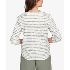 Alfred Dunner Petite Copper Canyon Textured Medallion Neckline Top, Oatmeal