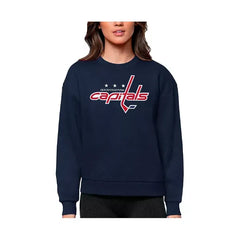 Antigua Women's Navy Washington Capitals Primary Logo Team Logo Victory Crewneck Pullover Sweatshirt