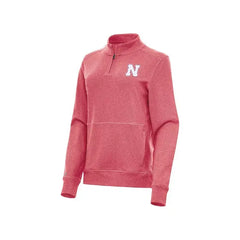 Antigua Women's Heather Red Nebraska Huskers Crush Quarter-Zip Fleece Sweatshirt
