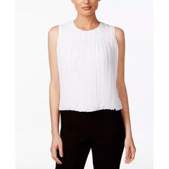 Macy's Sleeveless Pleated Blouse-White