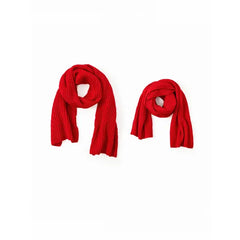 PATPAT Matching Christmas Scarf Red Ribbed Knit Scarf for Kid