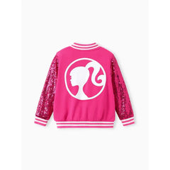 PATPAT Barbie Outfit Toddler/Kid Girl Sequin-sleeve Bomber Jacket Pink