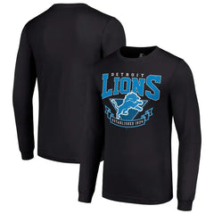 Men's Starter Black Detroit Lions '80s Inspired Team Logo Long Sleeve T-Shirt