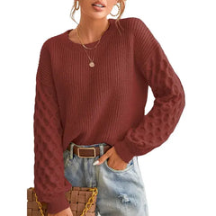 CUPSHE Women's Sweater Cable Knit Crew Neck Long Sleeves Fashion Casual Pullover Sweater Tops