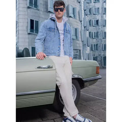 Hooded Denim Trucker Jacket - Blue