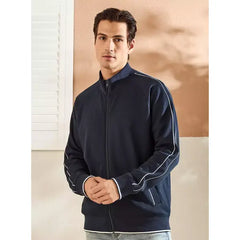 Plain Jacket with Piping Detail - Blue