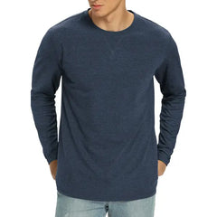 Iceglad Mens Premium Cotton Fashion Casual Crew Neck Long Shirts
