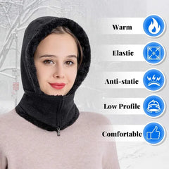 TAGVO Knitted Balaclava Hat with Fleece Hood - Warm Neck Gaiter for Men & Women
