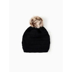 PATPAT Winter Fall Trendy Chunky Stretchy Cable Knit Pom Pom hat for mom and daughter Girl