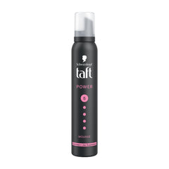 Schwarzkopf TAFT Power Hold 5 Hair Mousse, Lasts 24 Hours, Cashmere-Like Softness, With No Stickiness, Heat Protection, Silicone Free, Lightweight Styler To Controls Frizz And Provides Shine, 200Ml