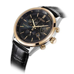 CITIZEN Mens Solar Powered Watch, Analog Display and Leather Strap AT2144-11E