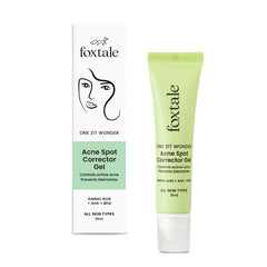 FoxTale 2% Salicylic Acid & 3% Glycolic Acid Anti-Acne Gel | Oil-Control, Cooling Formula | Visible shrinkage in pimples overnight | Silicone tip to prevent spread of acne bacteria | Unisex - 15ml