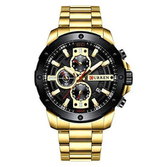 CURREN 8336 Men Fashion Stainless Steel Chronograph Watch Popular Big Dial Japan Quartz Business Wristwatch - gold