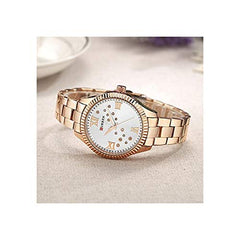 CURREN 9009 Quartz Round Dial Stainless Steel Waterproof Watch for Women - Rose Gold, White