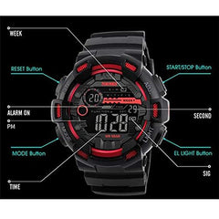 SKMEI Multiple Time Zone Digital Watch - Black / Red