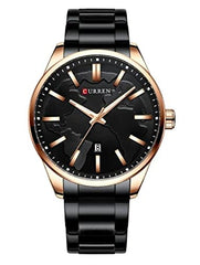 Bundles of 2,Curren 8366 Watch Men Waterproof Calendar Quartz Wrist Watch Business Alloy Case Stainless Steel Band Watch - Black