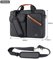 iCozzier 15-15.6 Inch Multi-Pocket Laptop Sleeve Briefcase Large Capacity Shoulder Bag Electronic Accessories Organizer Waterproof Messenger Carrying Case - Black