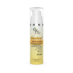 FIXDERMA Shadow Invisible Serum Sunscreen SPF 50+ PA+++|Ultra Lightweight Transparent Sunscreen with Vitamin C & Hyaluronic Acid|No White Cast|For All Skin Types|For Men & Women|Airless Pump 30 ML