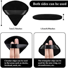 Sponge Triangular Makeup Puffs, 12 Pieces, Black, Soft Reusable Face Cosmetic Tools for Foundation, Powder, Blush, Concealer & More (Black, Rose & white) (Black)