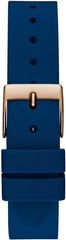 GUESS P RS GLD CS/SUN RS GLD GLITZ DL W/P RS GLD LOGO/BLUE SMTH SILICONE STRP