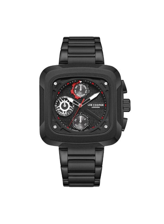 Lee Cooper Men's VX9NE1 Movement Watch, Multi Function Display and Metal Strap - LC08013.650, Black