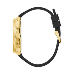 GUESS US Men's Gold-Tone and Black Croc Multifunction Watch