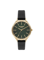 Lee Cooper Women's 2035 Movement Watch, Analog Display and Leather Strap - LC07567.177, Black
