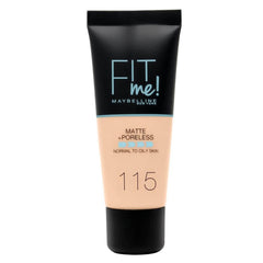 Maybelline New York Liquid Foundation, Matte & Poreless, Full Coverage and Blendable, Normal to Oily Skin, Fit Me, 115 Ivory