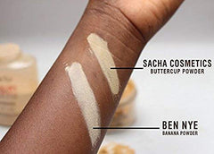 Sacha Cosmetics BUTTERCUP POWDER. No ashy flashback in selfies and photos. Flash-friendly loose face powder for medium to deep skin tones. 1.25 oz