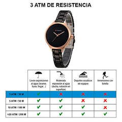 CURREN Elegant Design Women's Watch, Brilliant Hands Minimalist Dial with Adjustable Link Stainless Steel Extendable with Butterfly Clasp for Extra Safety (Gold with Blue) (Gold with Blue) (Black with