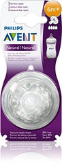 Avent Philips Natural Teat with 4 Holes for 6 months and above, Pack of 2