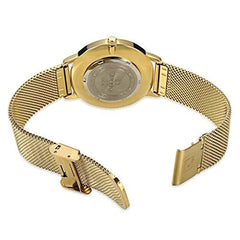 CURREN 9021 Women Fashion Simple Japan Quartz Movement Watch Stainless Steel Band Wristwatch (gold white)