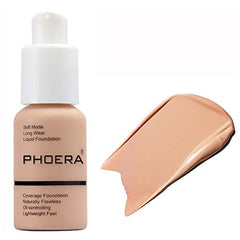 58g PHOERA Foundation Full Coverage Foundation Flawless Concealer Foundation Matte Oil Control Concealer Long Lasting Moisturizing Base Liquid Cover Cream Colour Changing Foundation for women&girls
