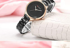 CURREN Women's and Girls Sports Waterproof Stainless Steel Quartz Wrist Watch - 9015 - Black