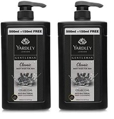 Yardley London Gentleman Antibacterial Body Wash, Classic Fragrance, 650ml - Luxurious Cleansing Experience (Pack of 2)