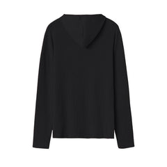 KEYNCO 2-Piece Leisure Suit For Women Solid Color Long Sleeved Hooded Top And Pants Sports Set Leisure Autumn Set (S) - Black
