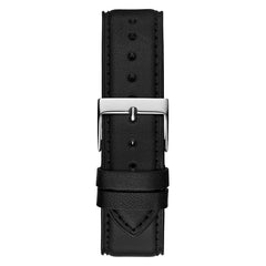GUESS Men's 44mm Watch - Black Strap Black Dial Silver Tone Case