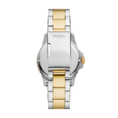 FOSSIL Blue Watch for Men, Quartz Movement with Stainless Steel or Leather Strap,Gold and Silver Tone,42 mm