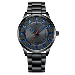 CURREN 8406 Top Brand Luxury Fashion Watch Men's New Stainless Steel Waterproof Wrist Watch - BLACK