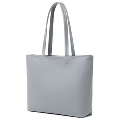 MEEGIRL Ladies Tote Bags Simple PU Leather Handbags Work School Shopping Bags for Women with Zip and Inner Pocket - Grey