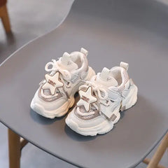 PATPAT Toddler/Kids Sneakers Unisex Star Decor Lace-Up Velcro Basketball Shoes
