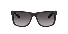 Ray-Ban RB4165 Justin Rectangular Sunglasses Black Rubber/Grey Gradient Lens 55mm