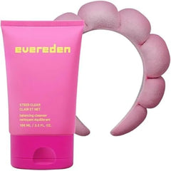 Evereden Steer Clear Balancing Jelly Cleanser Cute Terry Headband Gentle and Vegan Pre Teen Face Wash for Oily & Pimple Prone Skin Deeply Cleanses Removes Dirt Leaves Skin Fresh & Clean