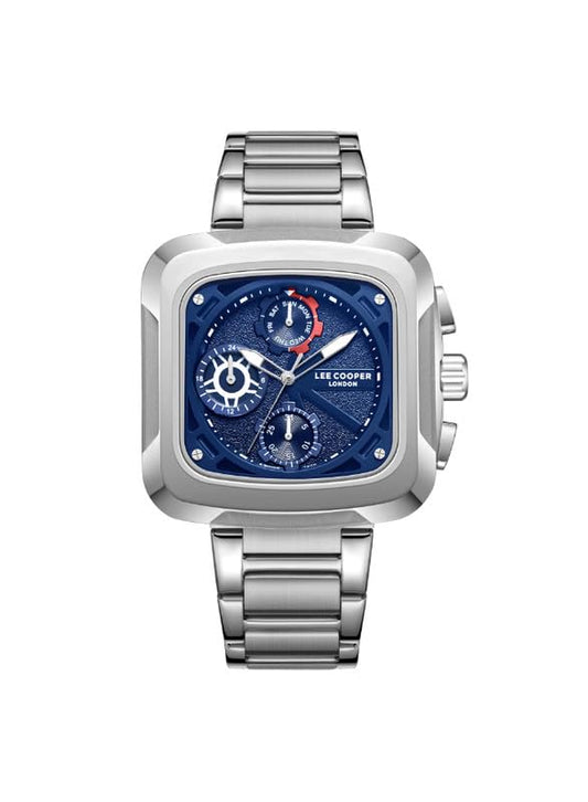 Lee Cooper Men's VX9NE1 Movement Watch, Multi Function Display and Metal Strap - LC08013.390, Blue