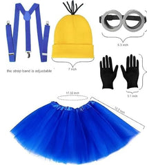 4 Pcs Costume for Kids Girls Boys Adults,Cartoon Role Play Dress Up Accessories,Yellow Beanie Hat/Goggles/Gloves/Suspenders for Holiday Birthday Halloween Christmas Dress Up,Gifts for Girl Boy