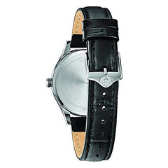 Bulova Mens Quartz Watch, Analog Display and Leather Strap 96M147 - Black