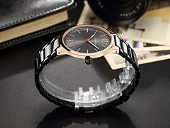 CURREN 8280 Male Quartz Watch Ultra-Thin Dial Stainless Steel Band Luminous Men Wristwatch Watches Relogio Masculino (GOLD BLACK)