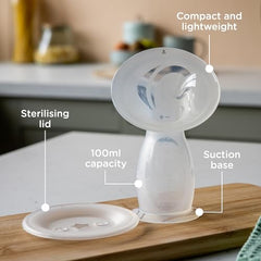 Tommee Tippee Silicone Manual Breast Pump and Let Down Catcher to Express, Relieve or Catch Excess Breast Milk, Includes Sterilising Lid, 100ml, One Size