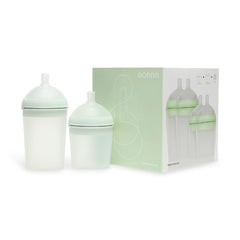 BORRN Baby Bottles Set Silicone BPA Free, Non Toxic Baby Feeding Bottles - Green, Pack of 4
