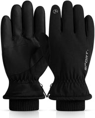 Winter Ski Gloves, Waterproof Touchscreen Snowboard Gloves, Windproof Warm Snow Gloves for Mens, Womens, Skiing, Snowboarding, Running and Cycling, One Size - Black